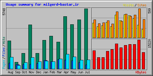 Usage summary for milgerd-bastar.ir